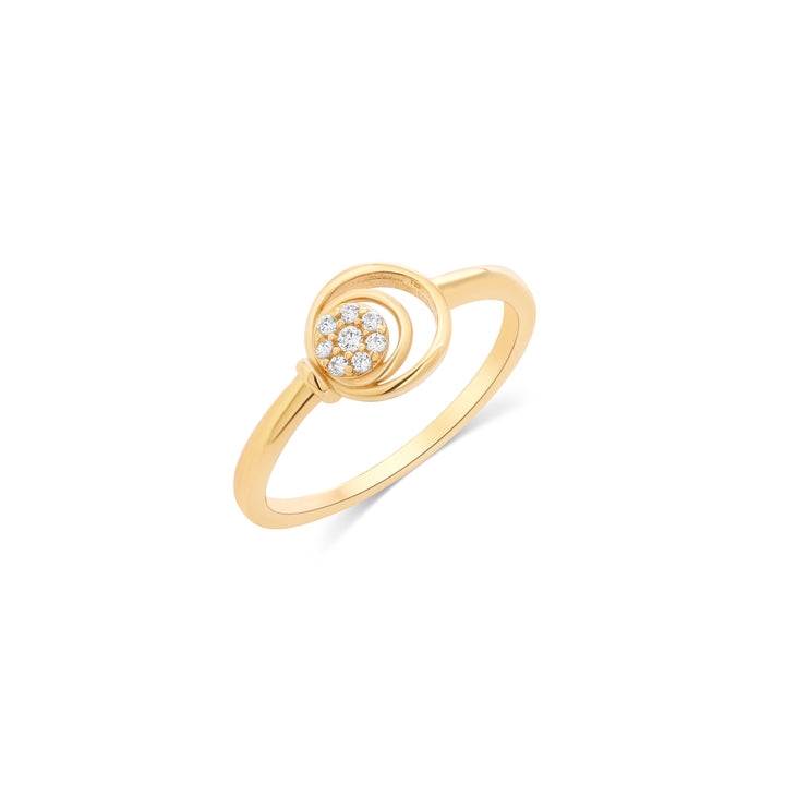 10K/14K Yellow Gold Floating CZ Circle Swirl Ring