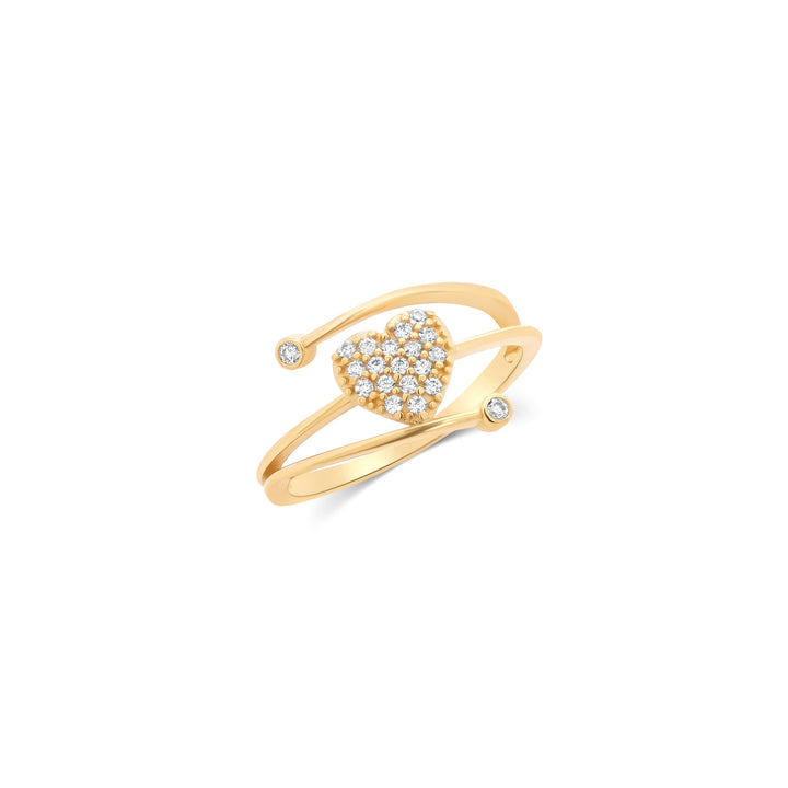 10K/14K Yellow Gold CZ Heart Wrap Ring