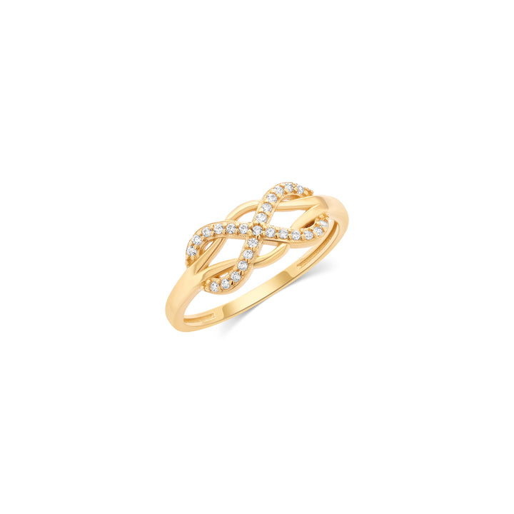 10K/14K Yellow Gold Infinity Ring with Cubic Zirconia Stones