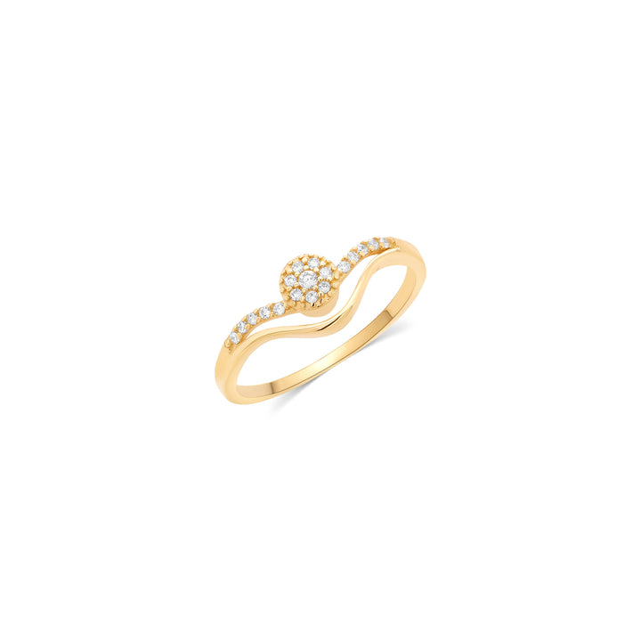 10K/14K Yellow Gold Diamond Wave Cluster Ring with Cubic Zirconia Stones