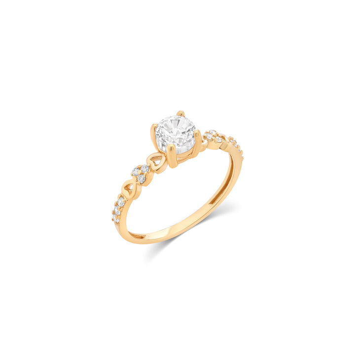 10K/14K Yellow Gold Heart Accent Solitaire Ring