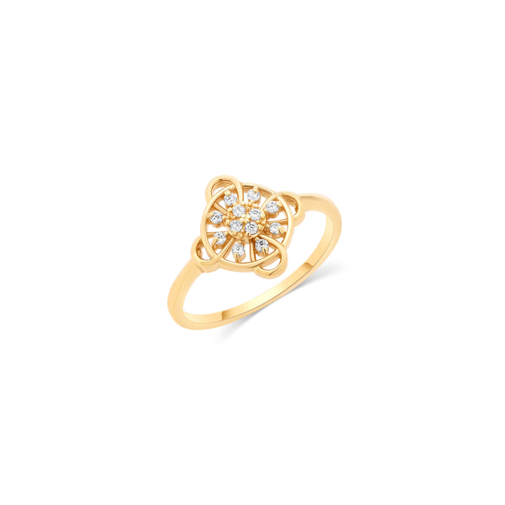 10K/14K Yellow Gold Bruja Witch Knot Ring With Cubic Zirconia Stones