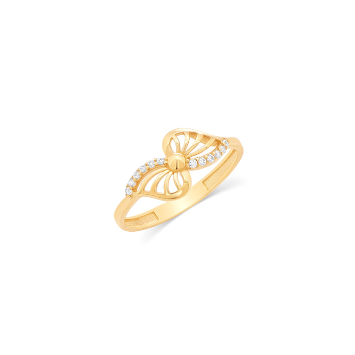10K/14K Yellow Gold Butterfly Ring with Cubic Zirconia Stones