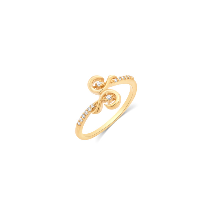 10K/14K Yellow Gold Swirl Ring with Center Cubic Zirconia Stones