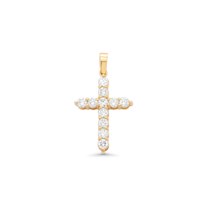14k Yellow Gold 1.20 Carat Natural Diamond Cross Pendant