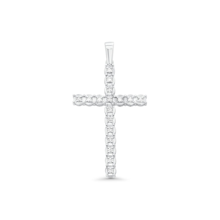 14k White Gold Natural Diamond Cross Pendant S-XL Sizes Timeless Luxury &amp; Faith