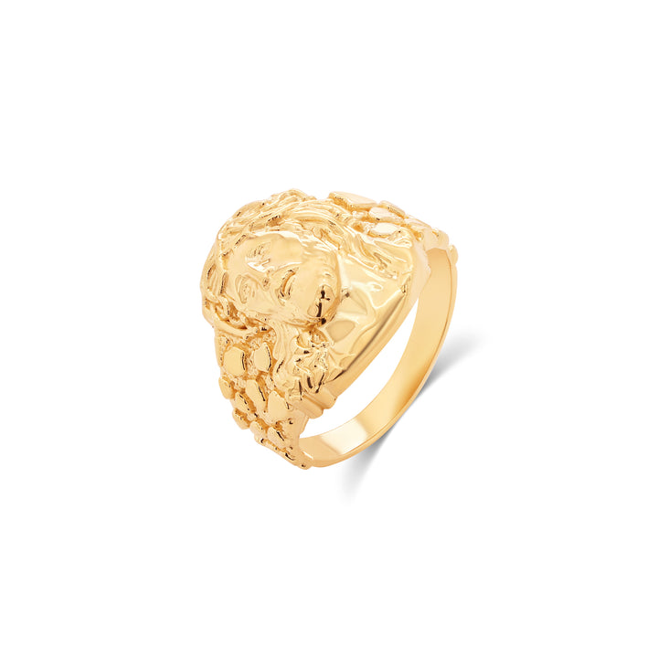 10K/14K Yellow Gold Jesus Face Nugget Ring