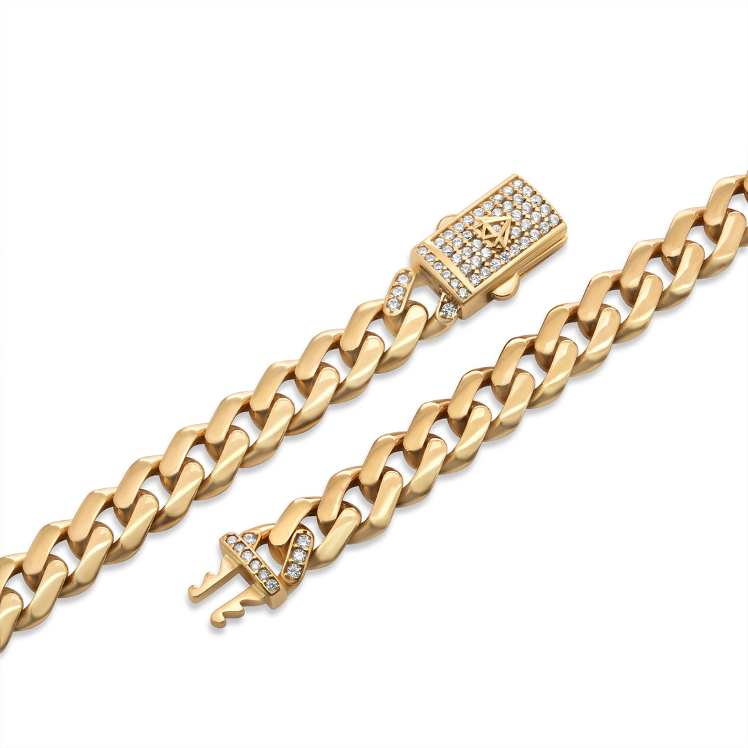 14k Semi-Hollow Yellow Gold Cuban Link Necklace Chain 16 - 24 inch 7mm
