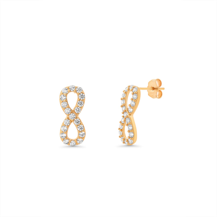 14K Yellow Gold Micro Pavé Infinity Earrings With Cubic Zirconia Stones