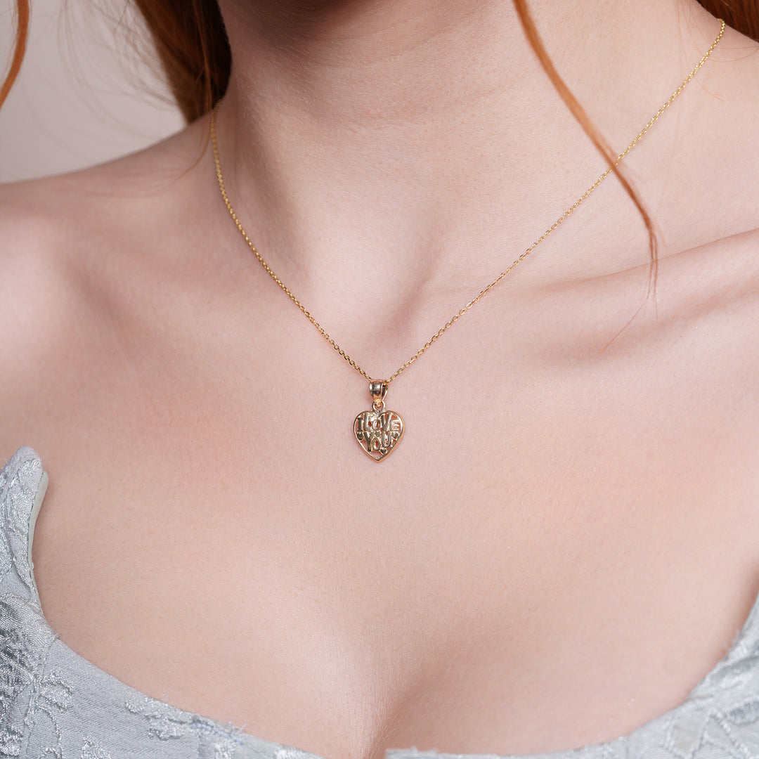 10K/14K Yellow Gold “I Love You” Heart Pendant