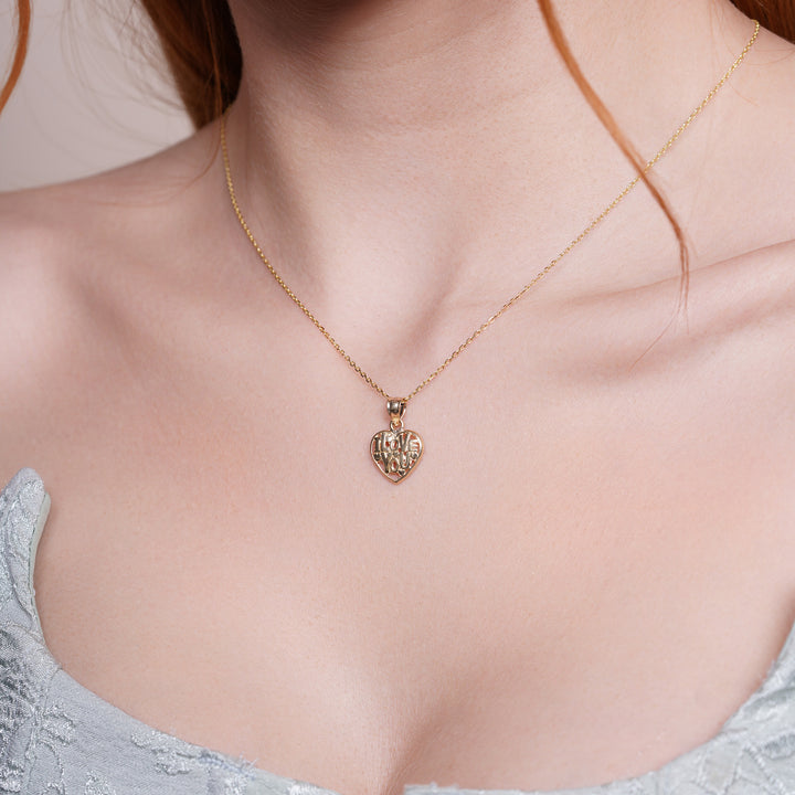 10K/14K Yellow Gold “I Love You” Heart Pendant