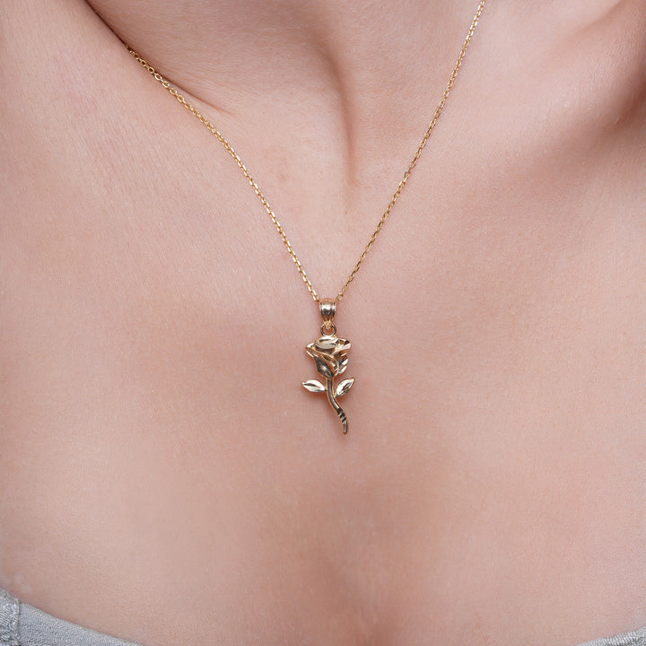 10K/14K Yellow Gold Elegant Rose Pendant