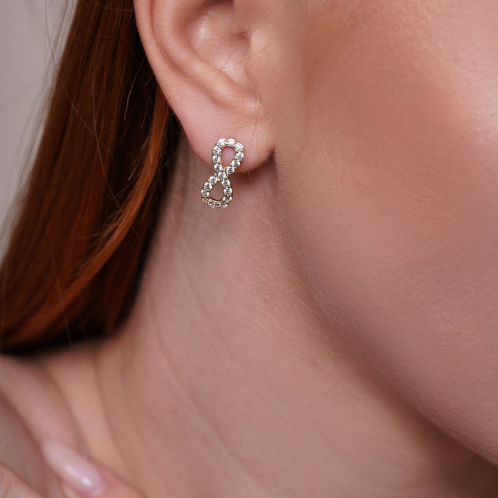 14K Yellow Gold Micro Pavé Infinity Earrings With Cubic Zirconia Stones