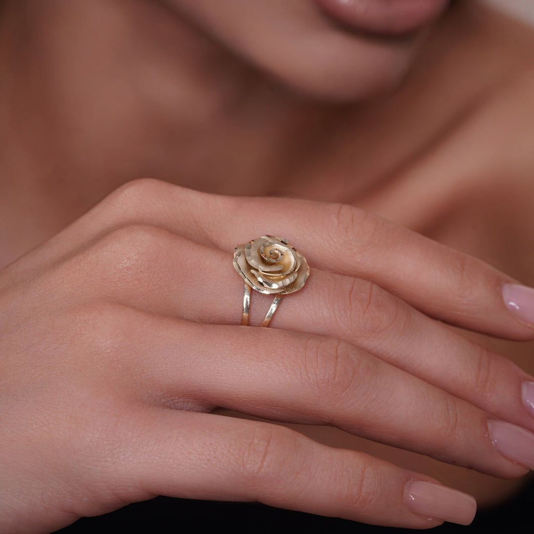 10K/14K Yellow Gold Sculpted Rose Ring