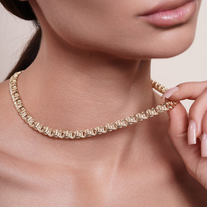 14K Solid Yellow Gold Chino Link Necklace Chain 16 - 24 inch 7mm