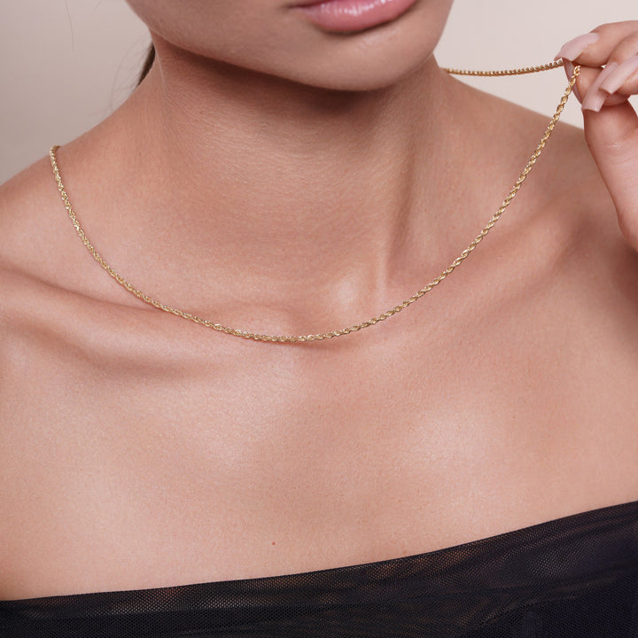 14K Solid Yellow Gold Rope Link Necklace Chain 16 - 24 inch 2mm