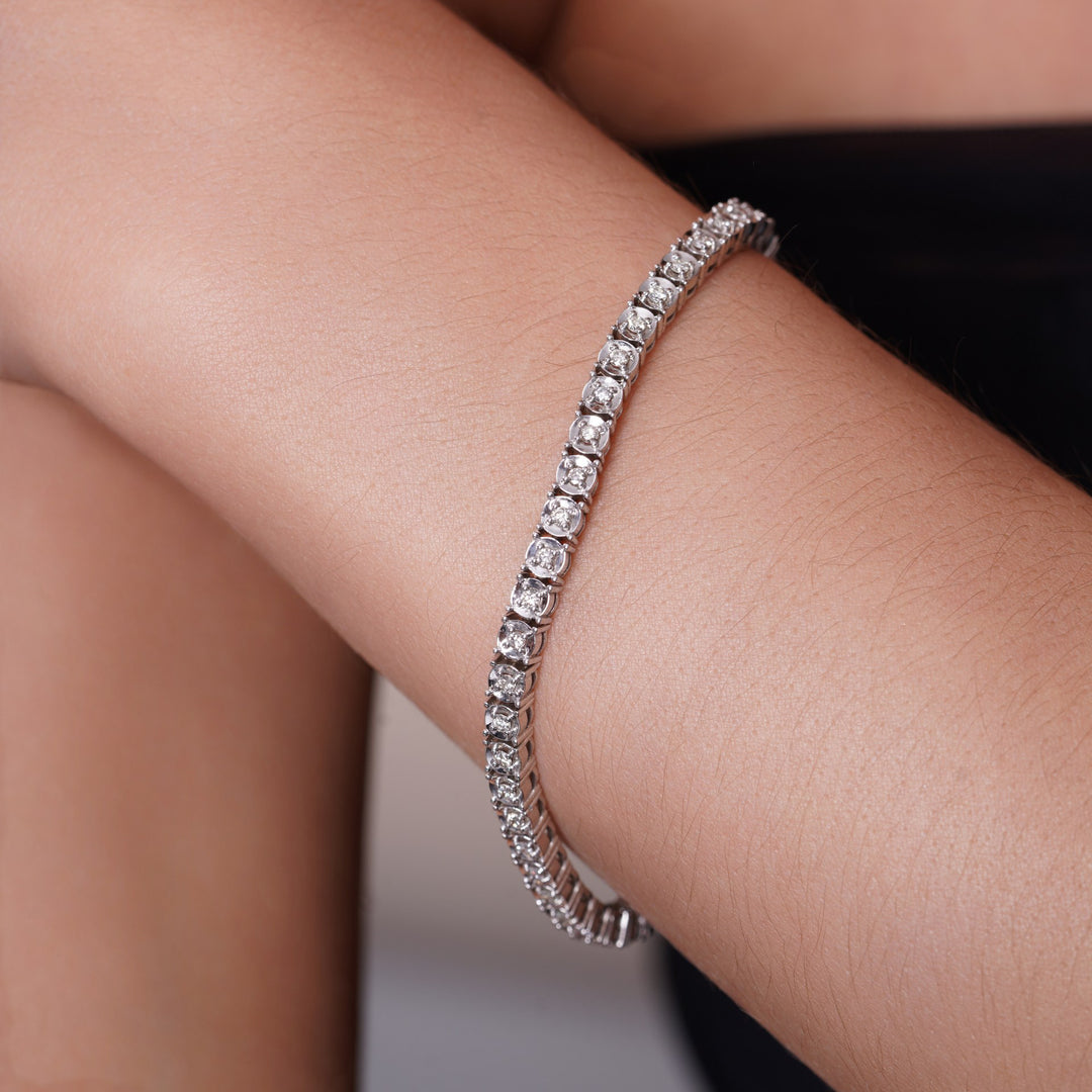 14k White Gold Diamond Tennis Bracelet 1.07 Carat Natural Diamond