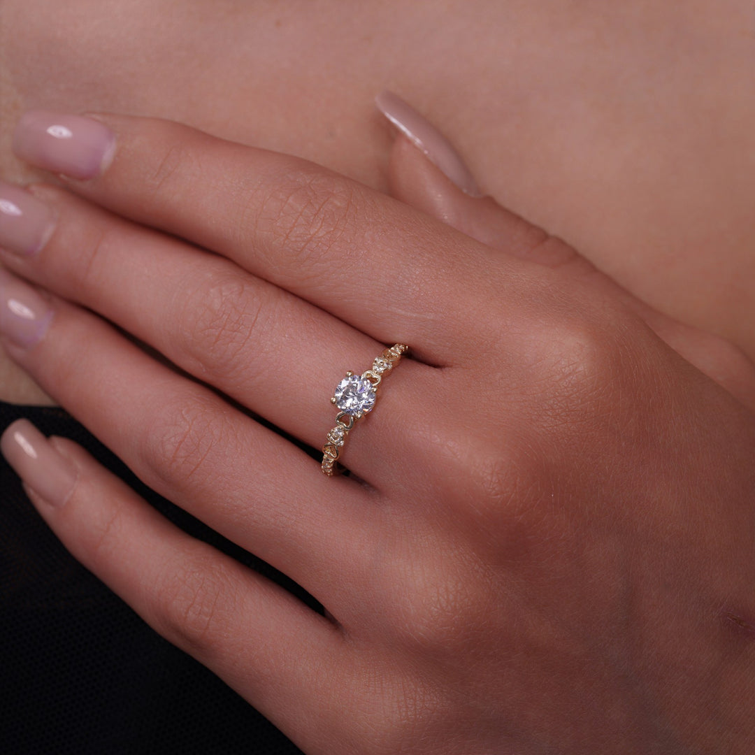10K/14K Yellow Gold Heart Accent Solitaire Ring