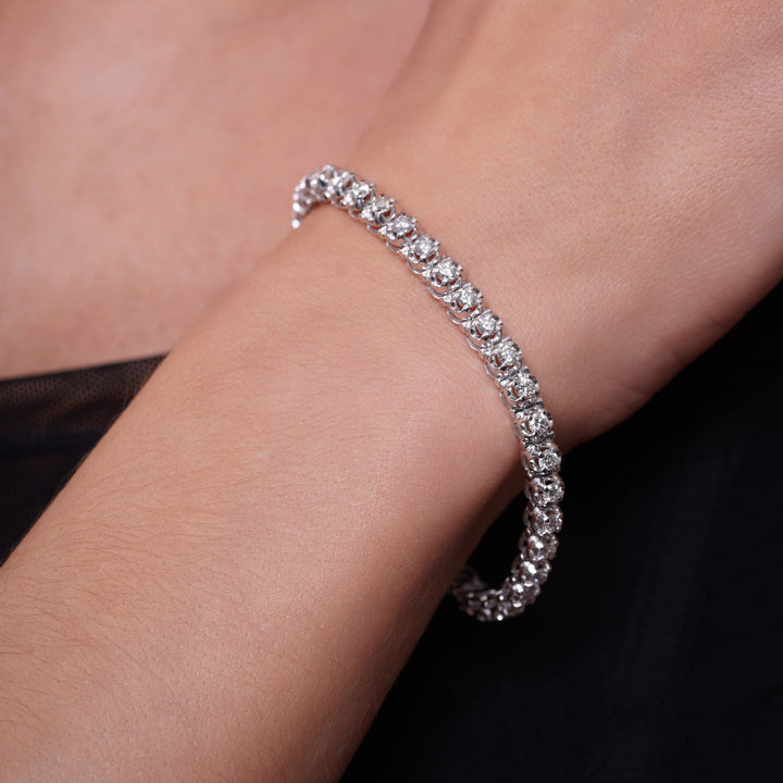 14k White Gold Diamond Tennis Bracelet 3.61 Carat Natural Diamond