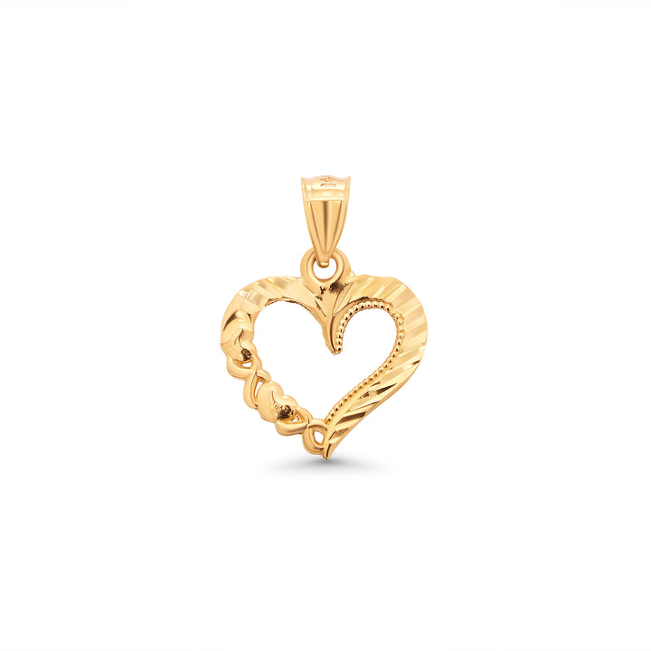 10K/14K Yellow Gold Textured Open Heart Pendant