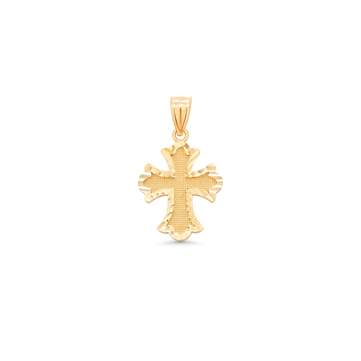 14K Yellow Gold Signature Cross Pendant With Diamond Cut