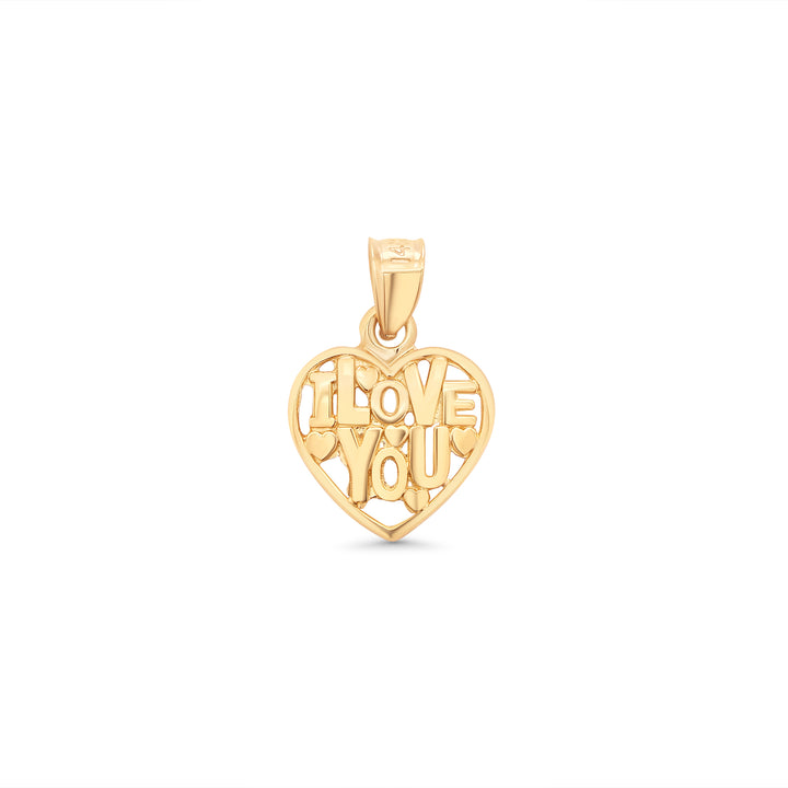 10K/14K Yellow Gold “I Love You” Heart Pendant