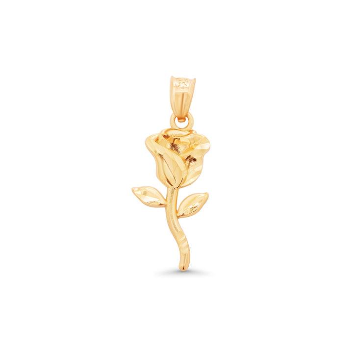 10K/14K Yellow Gold Elegant Rose Pendant