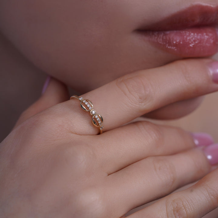 10K/14K Yellow Gold Infinity Knot Ring with Cubic Zirconia Stones
