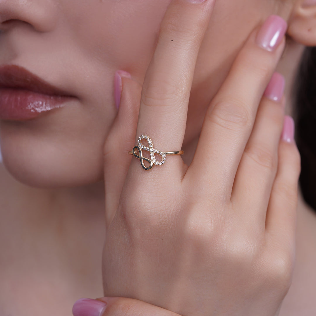10K/14K Yellow Gold Cubic Zirconia Double Infinity Ring