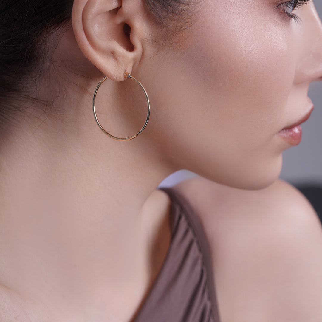 14K Yellow Gold Classic High Polish Hoop Earrings
