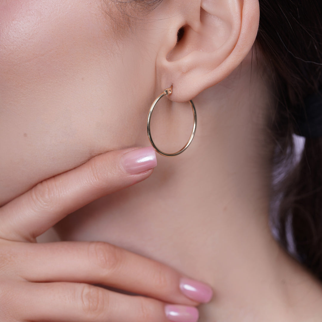 14K Yellow Gold Classic High Polish Hoop Earrings