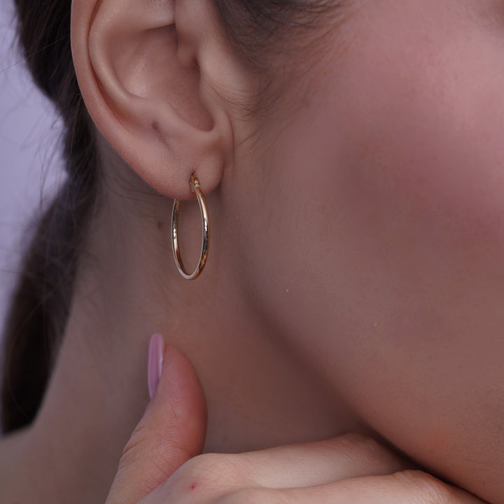 14K Yellow Gold Classic High Polish Hoop Earrings