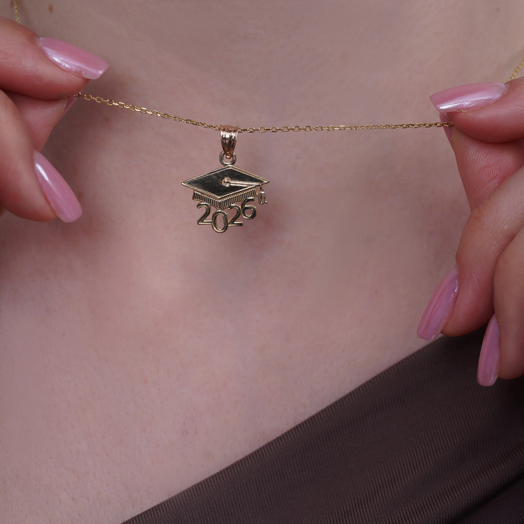 10K/14K Yellow Gold Graduation Cap 2026 Pendant
