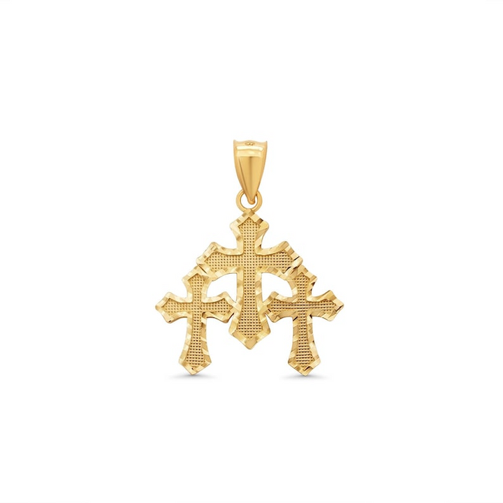 14K Yellow Gold Triple Cross Pendant