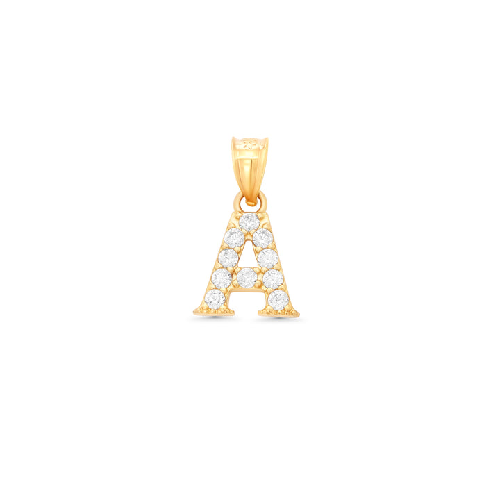 14K Yellow Gold Initial Pendant with Cubic Zirconia Stones