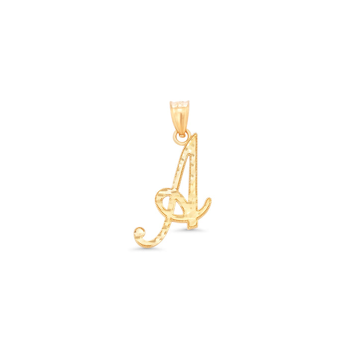 14K Yellow Gold Script Initial Pendant
